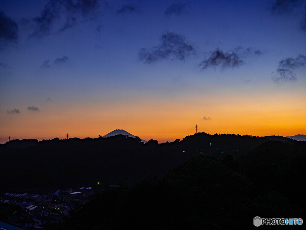 夏の夕富士