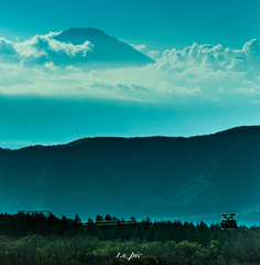 富士山とロープウェイ