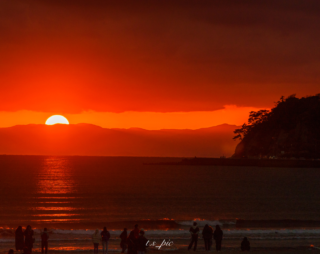 鎌倉由比ヶ浜の夕陽
