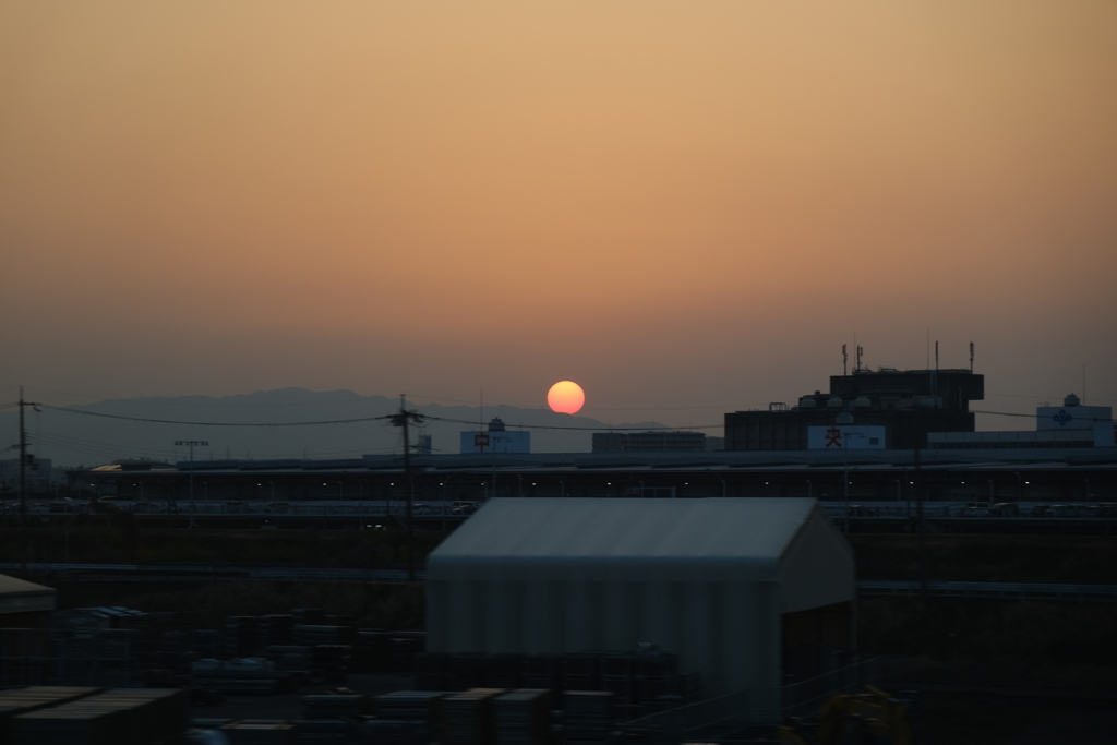 新幹線からの日没