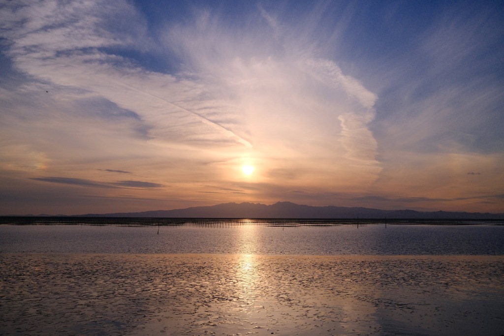 夕暮れの有明海