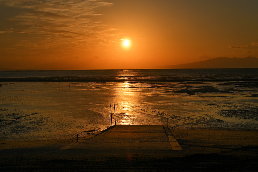 干潟の夕暮れ