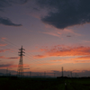 梅雨の晴れ間の夕日と送電鉄塔2