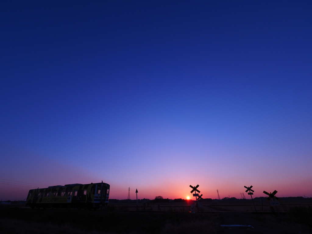 冬の常総と静寂の落陽風景