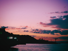 夕焼け　桃色