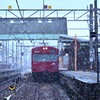 播但線　寺前駅の雪景色