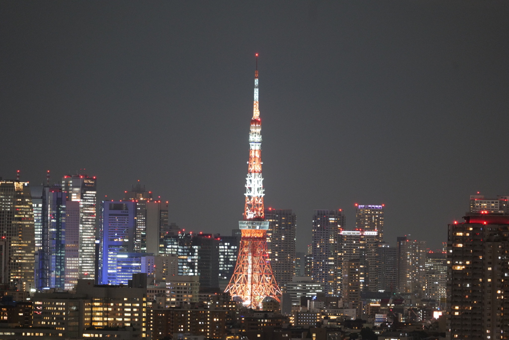 キャロットタワーから見た東京タワー