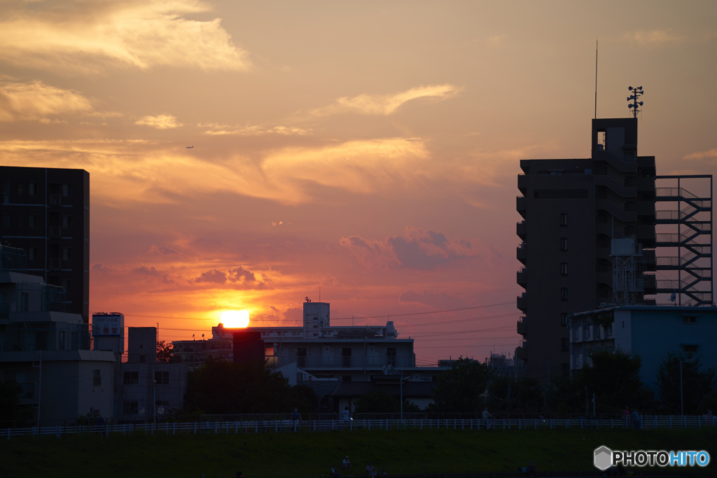 下町からの夕景