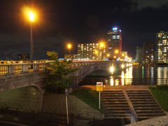 新潟ツーリングの一コマ - 萬代橋の夜景