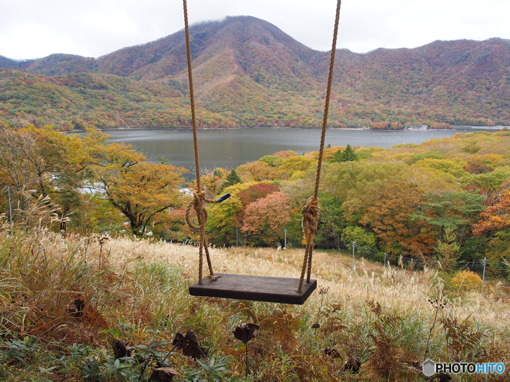 赤城山ツーリングの一コマ - 赤城山ハイジのブランコから見た光景