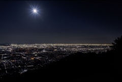 池田山からの夜景と中秋の名月