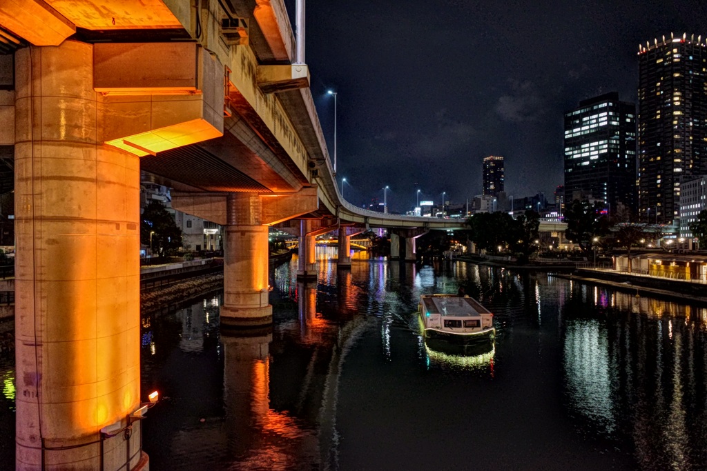 夜の堂島川を往く