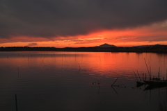 涸沼の夕日