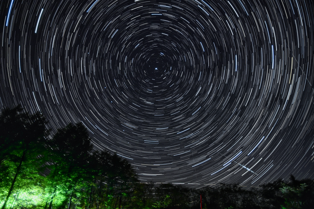 岩手山馬返し登山口　北天の星空