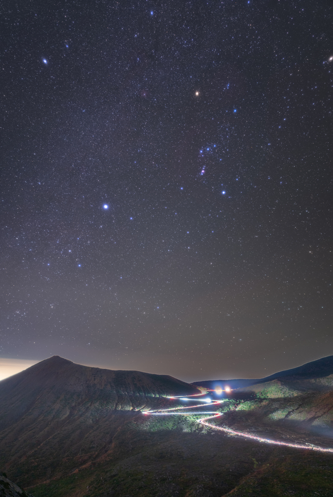 磐梯吾妻スカイラインとオリオン