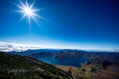 男体山　山頂からの中禅寺湖