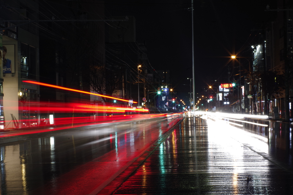 雨の夜道