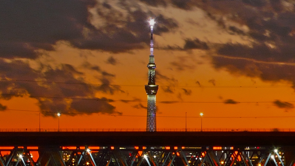 東京スカイツリー・夕焼け（デジタルズーム）