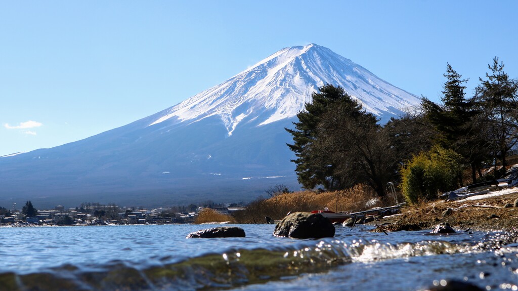 河口湖と富士山