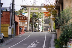 鳥居と長い階段の先の神社