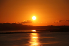 能取岬からの夕日