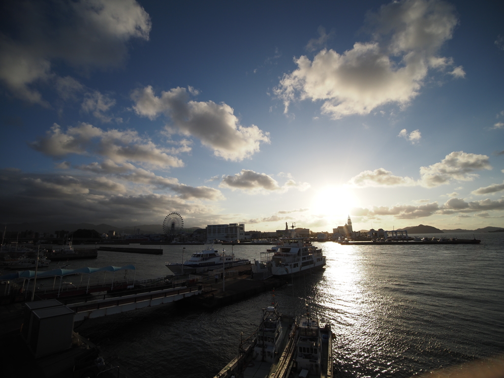 能古渡船場の夕景