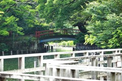 洗足池の赤い橋