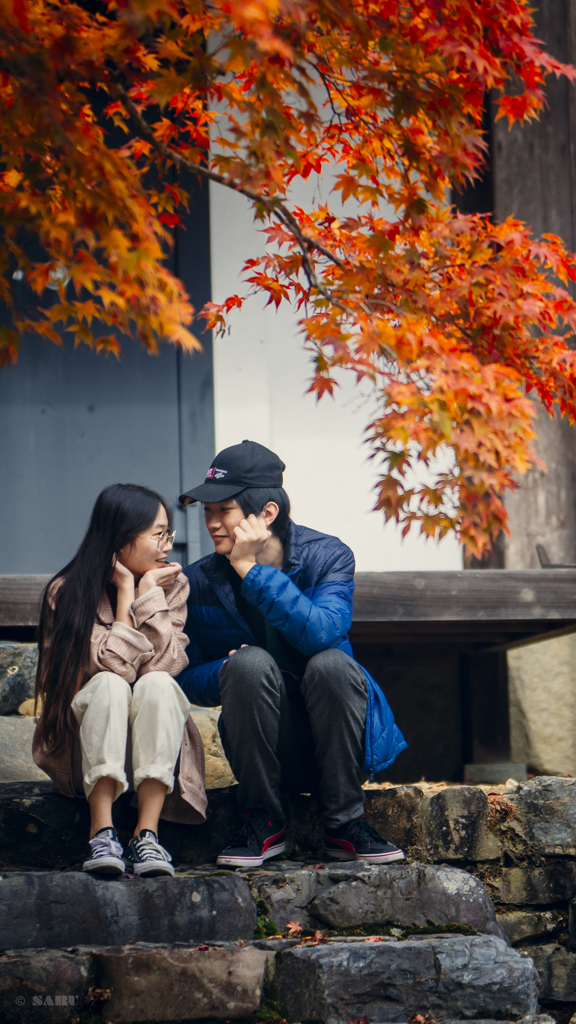 紅葉の下