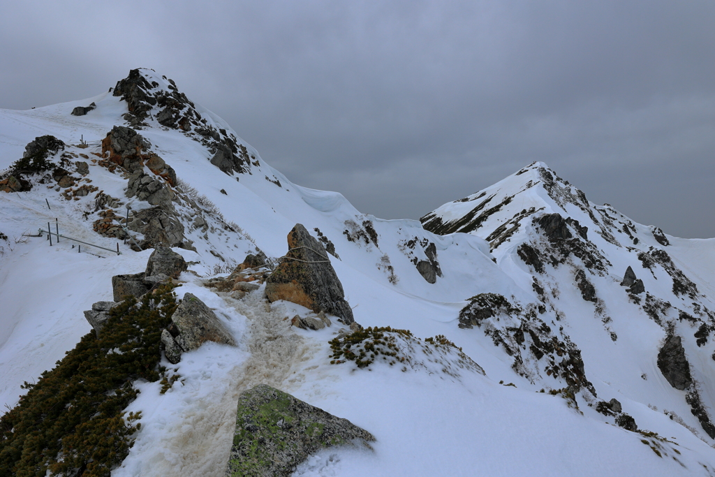 残雪の唐松岳