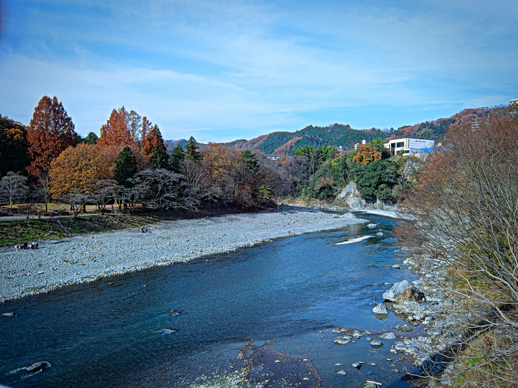 多摩川　青梅の公園近くより