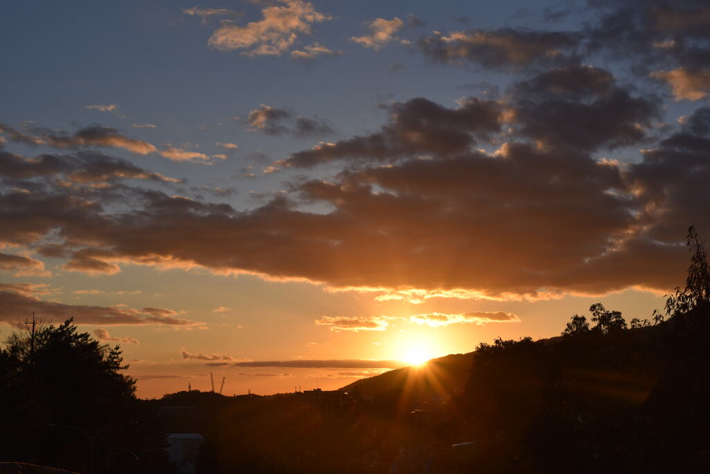 初冬の夕日