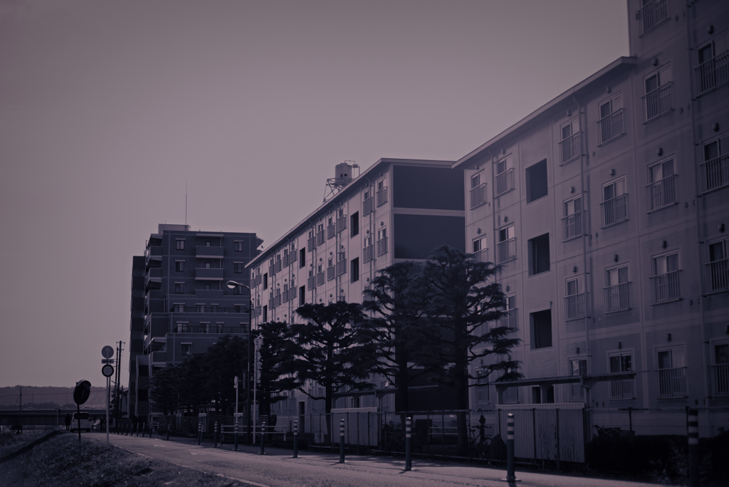 川沿いの団地