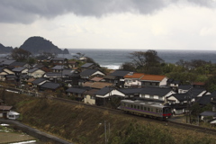 東浜海岸沿いの山陰本線