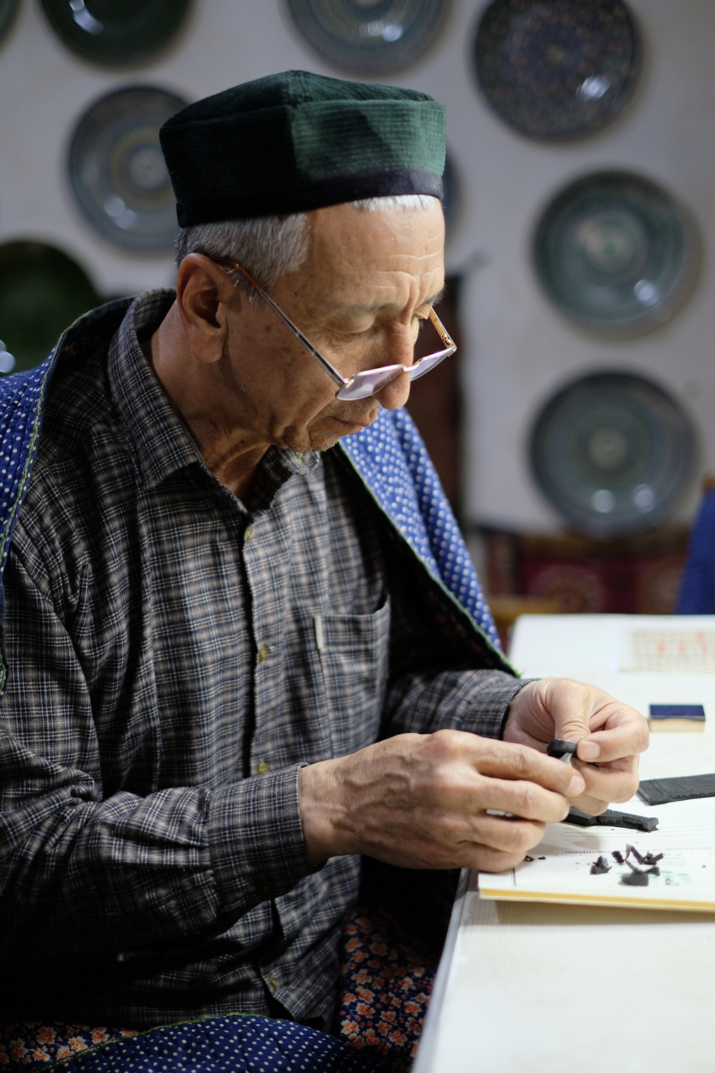 Tile artist at Registan, Samarkand