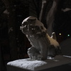 雪帽子の狛犬　手稲神社