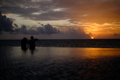 Sun set at pool side - Maldives