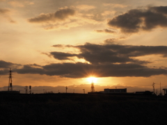 鉄塔と夕日