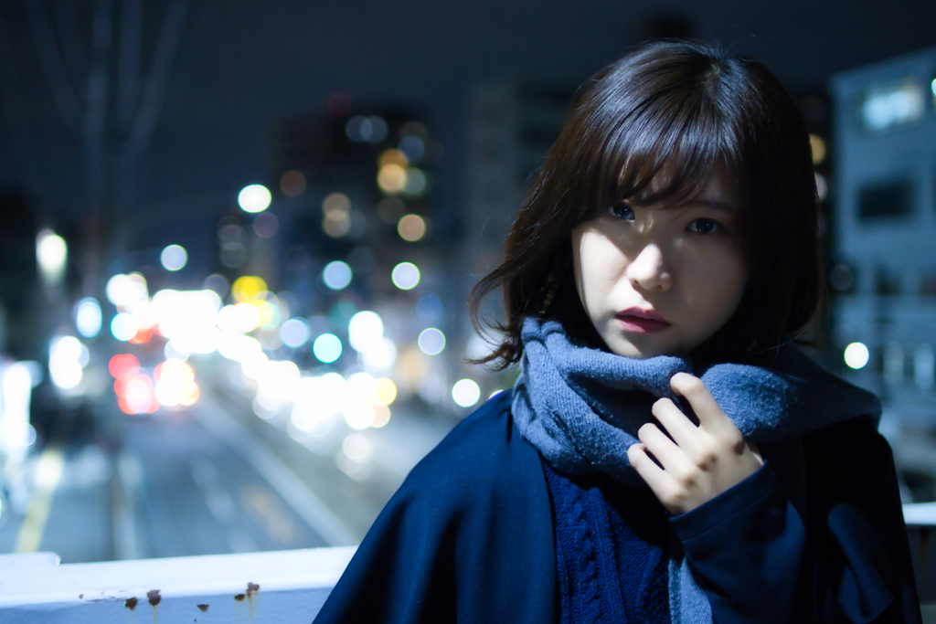 夜の歩道橋にて