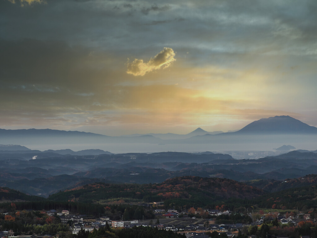 桜島と開聞岳