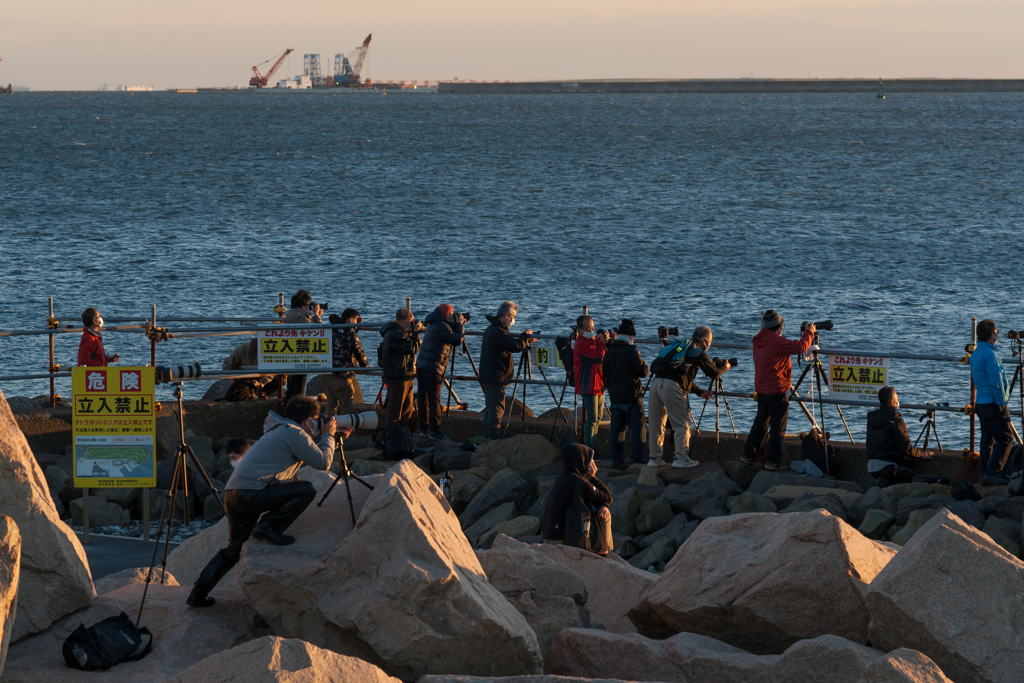ダイヤモンド富士の日の若洲海浜公園