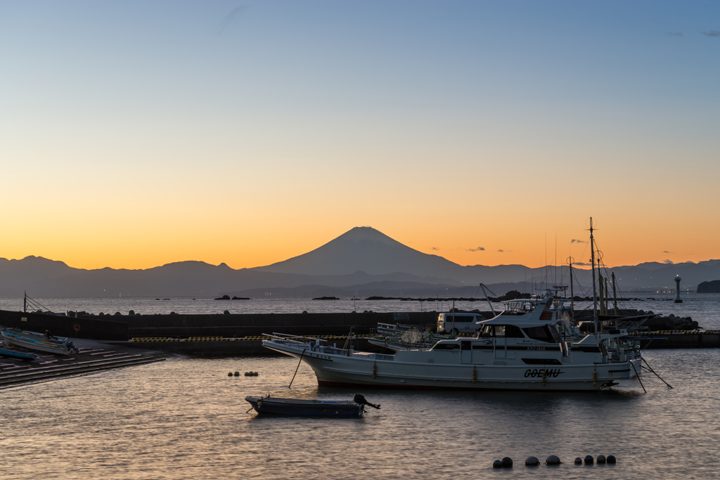 真名瀬漁港　夕景