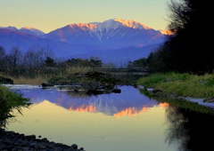 夕映えの仙丈ケ岳