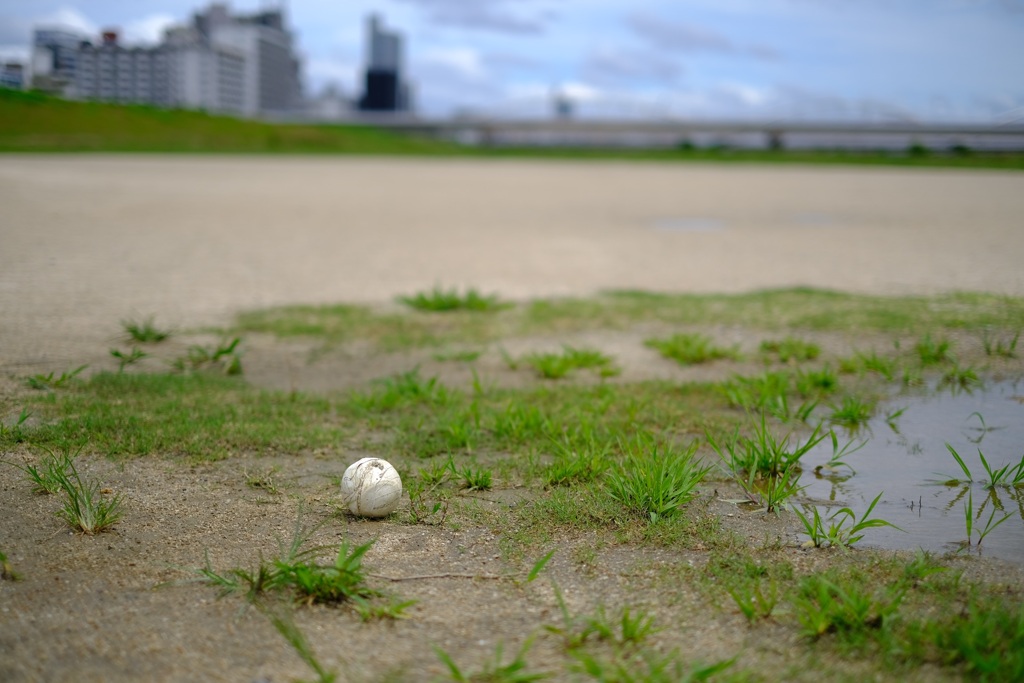河川敷に忘れられたボール