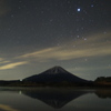 星空の精進湖と逆さ富士