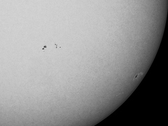太陽　黒点部分の強調拡大。