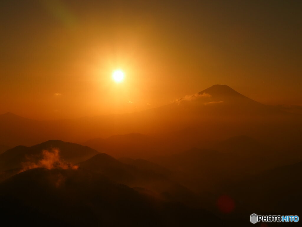 夕陽に染まる