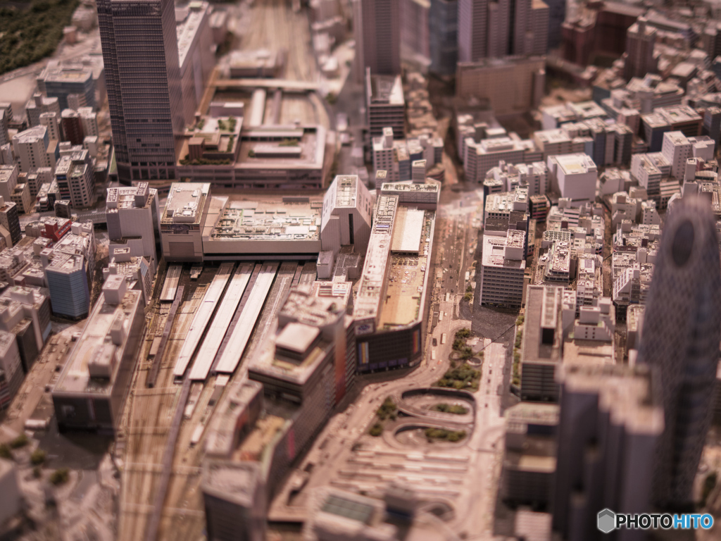 新宿駅上空からの景色