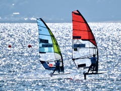 輝く海を疾走する