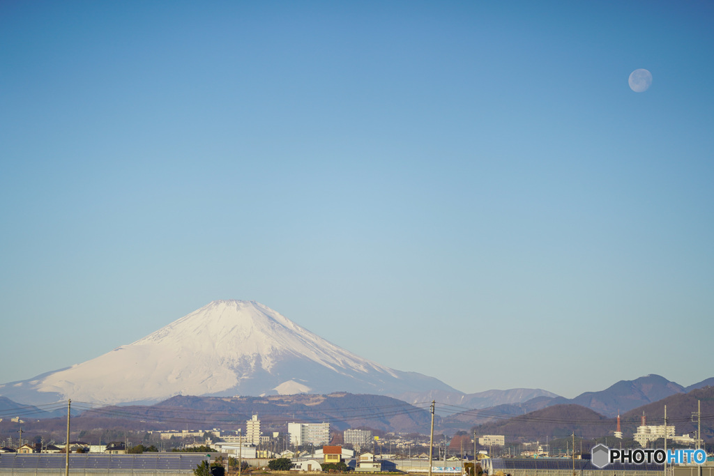 月と富士