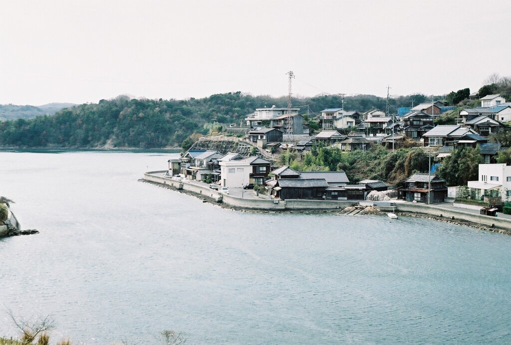 海辺の家々